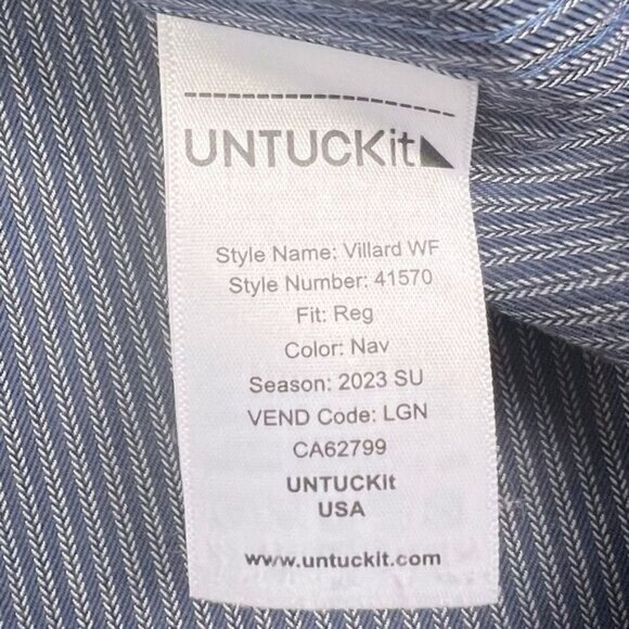 UNTUCKIT MENS BUTTON DOWN SHIRT BLUE WITH STRIPES SIZE XL - Picture 5 of 10